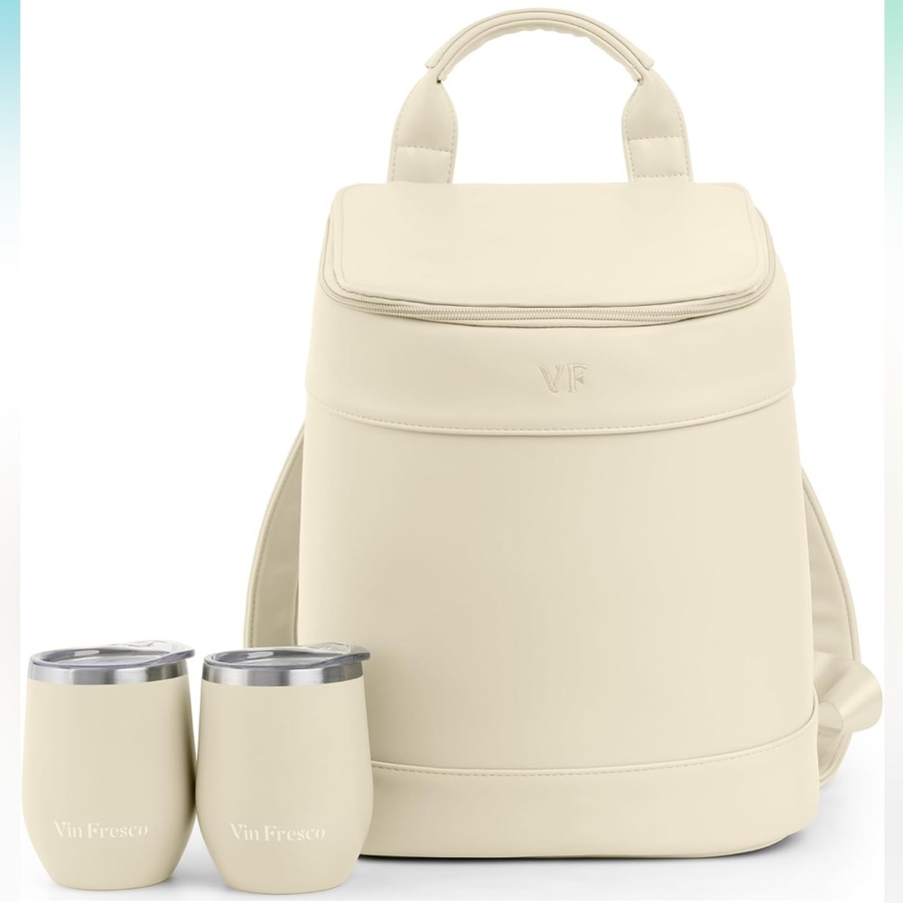 Vin Fresco - Insulated Cooler Backpack with 2 Stainless Steel Wine Tumblers